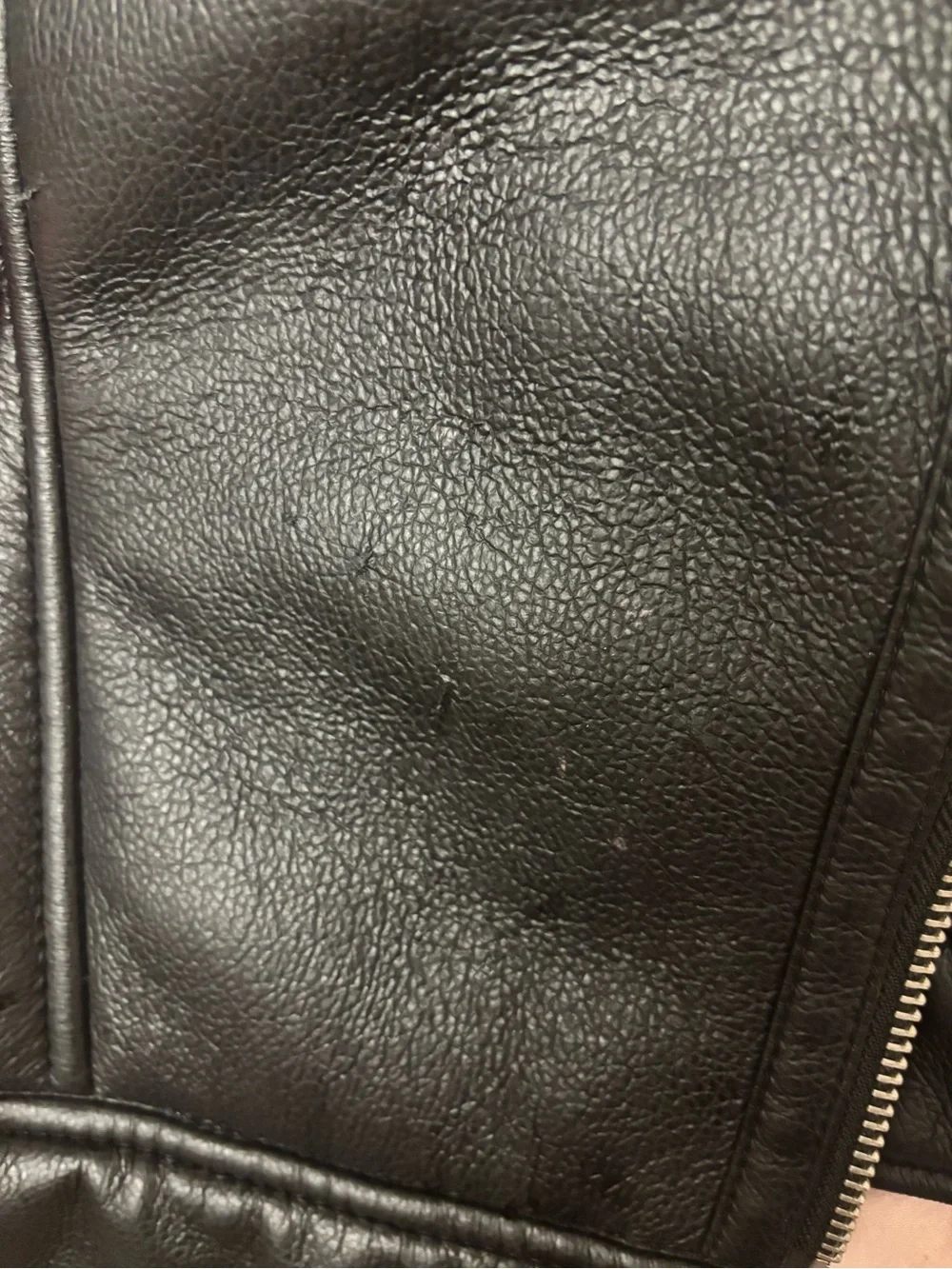 Zara Black Faux Leather Jacket with Cream Shearling Collar